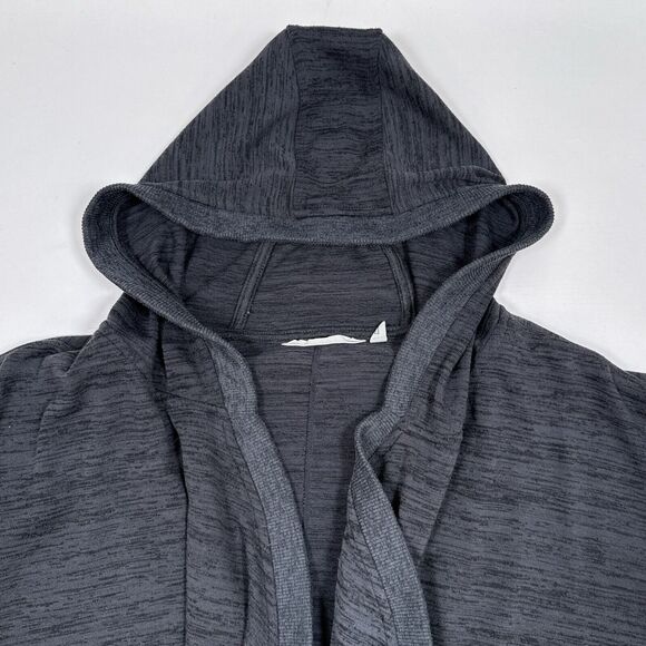 Athleta Blissful Open Front Hooded Wrap Cardigan Sweater Size Large Dark Gray - Picture 4 of 10